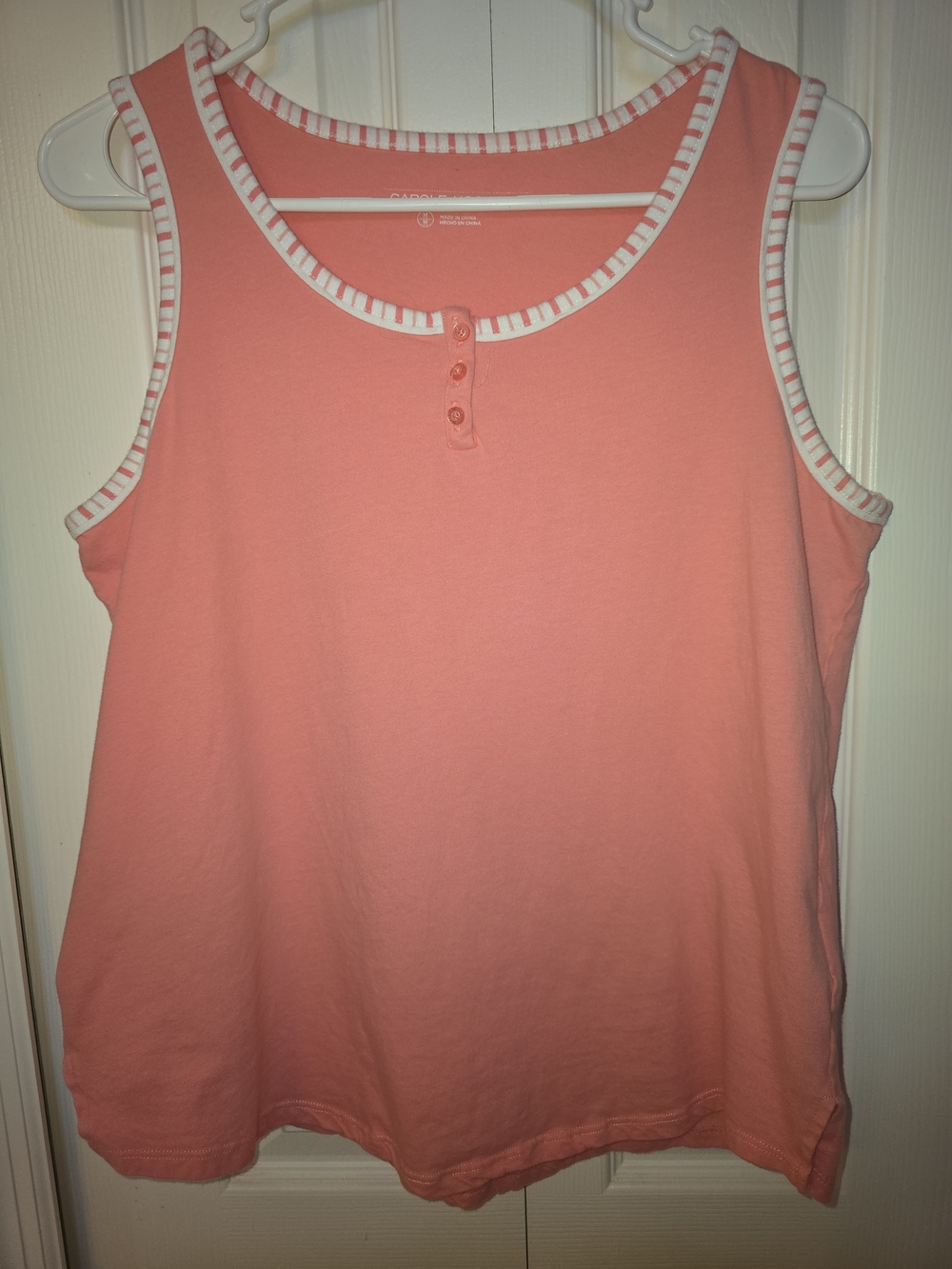 Midnight by Carole Hochman Coral Tank with Striped Trim